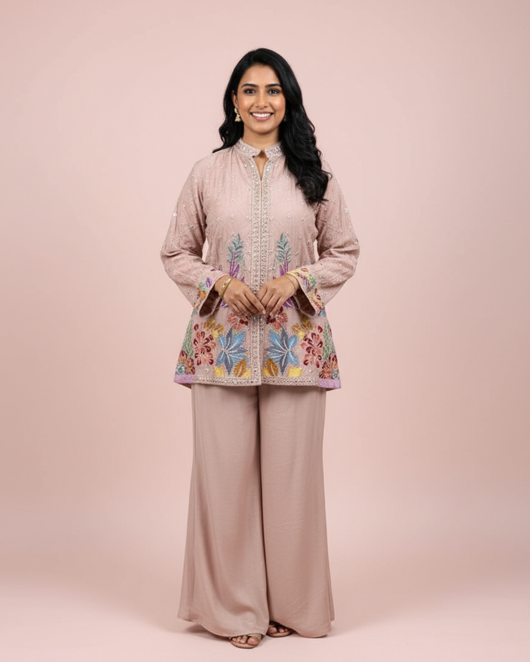 Elegant Rose Gold Pure Chinnon Handwork Cordset