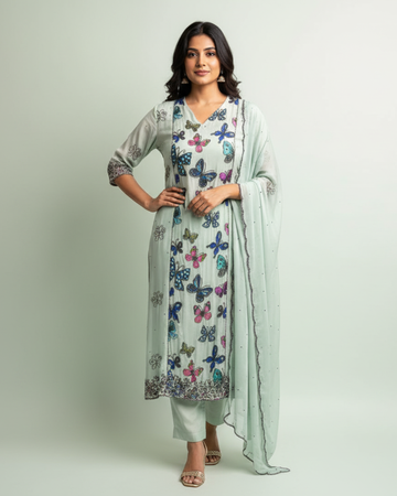 Soft Organza Unstitched Suit – Elegant Lightweight Luxury