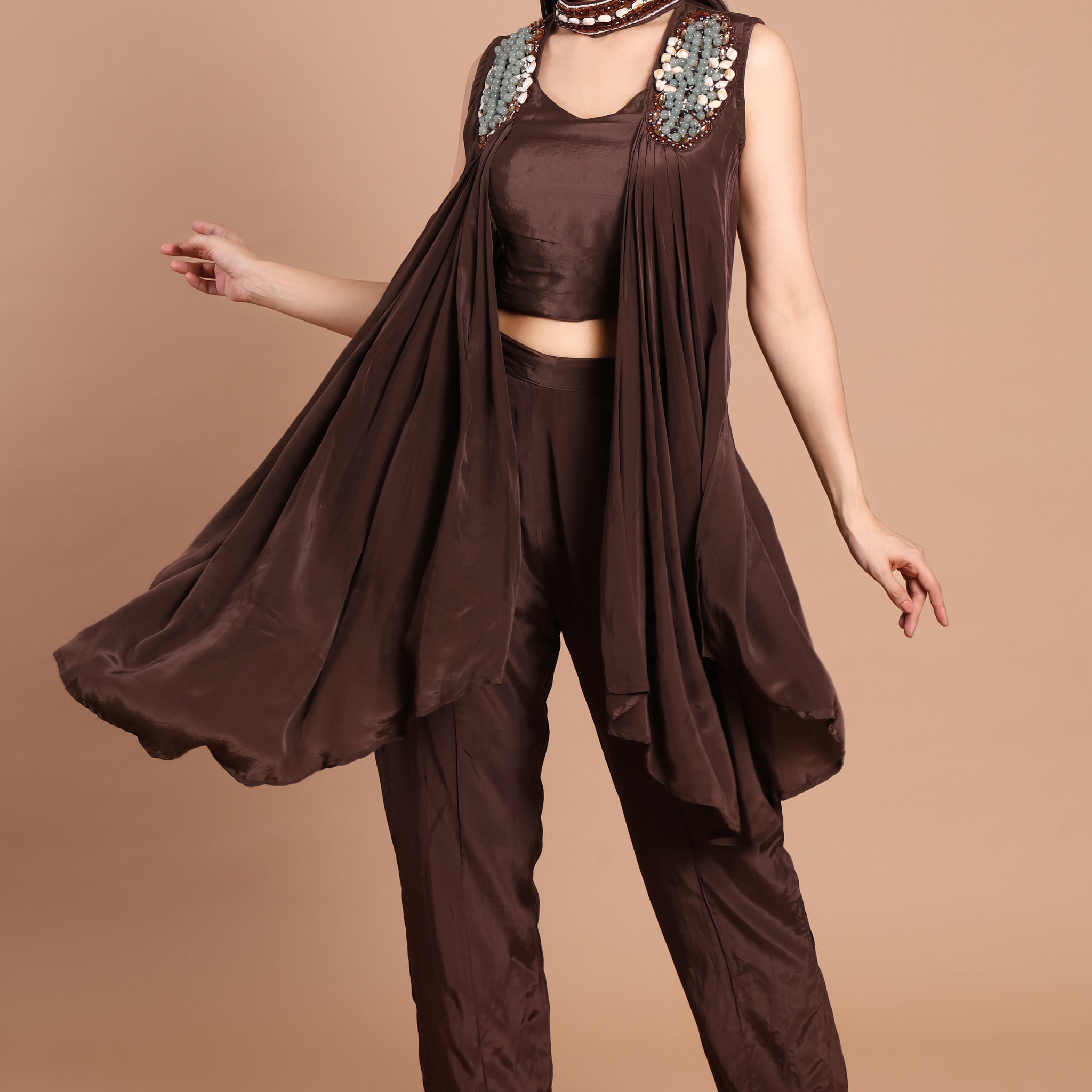 Brown Opara Silk Dress