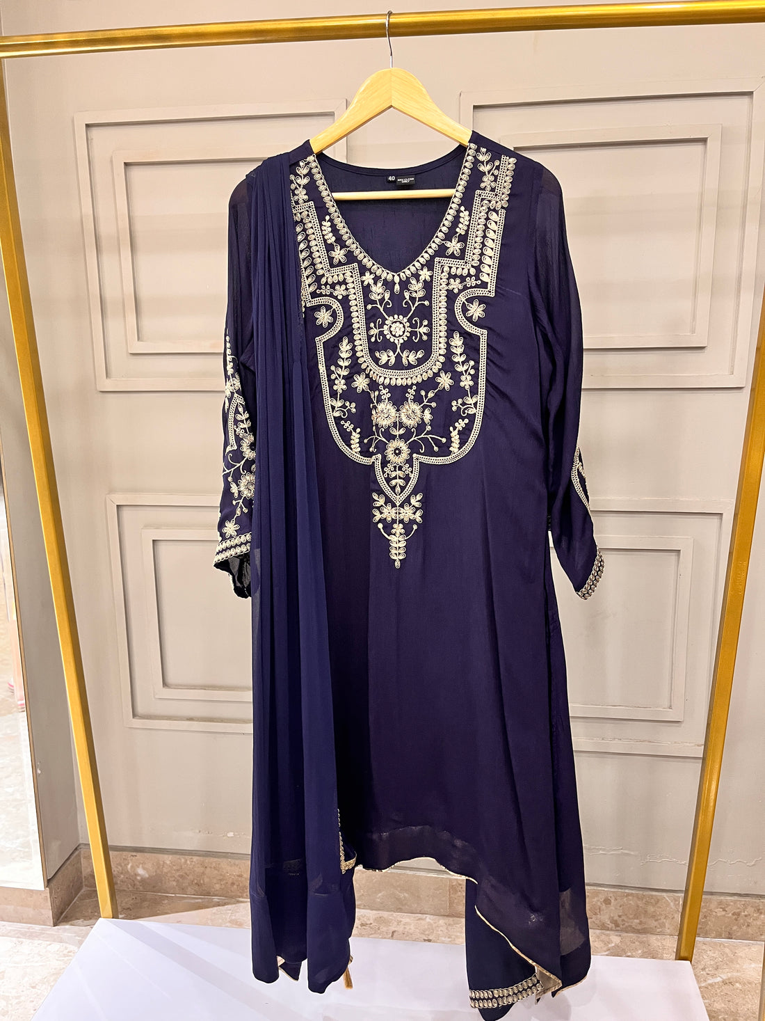 Navy Blue Pure Chinnon Formal 3-Piece Suit