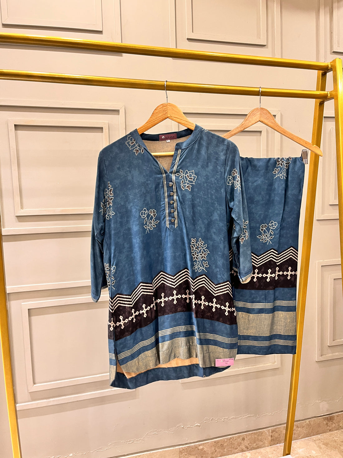 Blue Cotton Rayon Co-ord Set