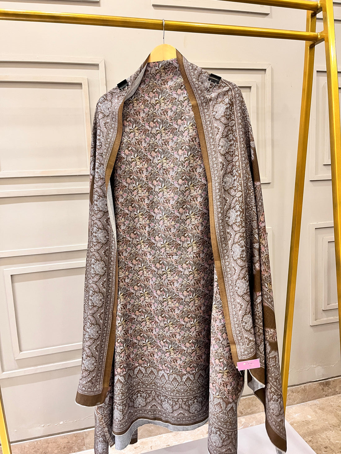 Mehndi Green Woolen Unstitched Suit with Printed Shirt and Warm Dupatta