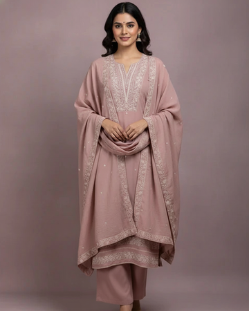 Pure Mul Cotton Semi-Stitched Suit – Onion Pink