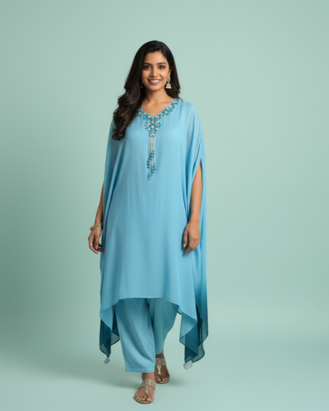 Pure Chinnon Ombre Light Blue Formal Kaftan