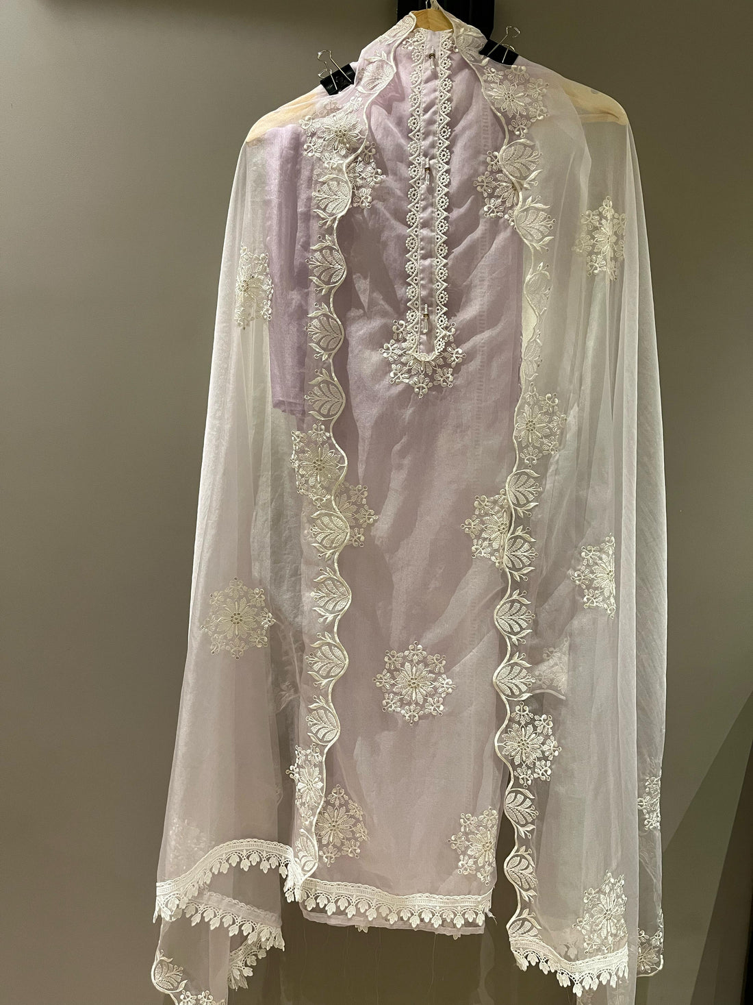 Elegant Pure Organza Unstitched Suit – Lilac Hues