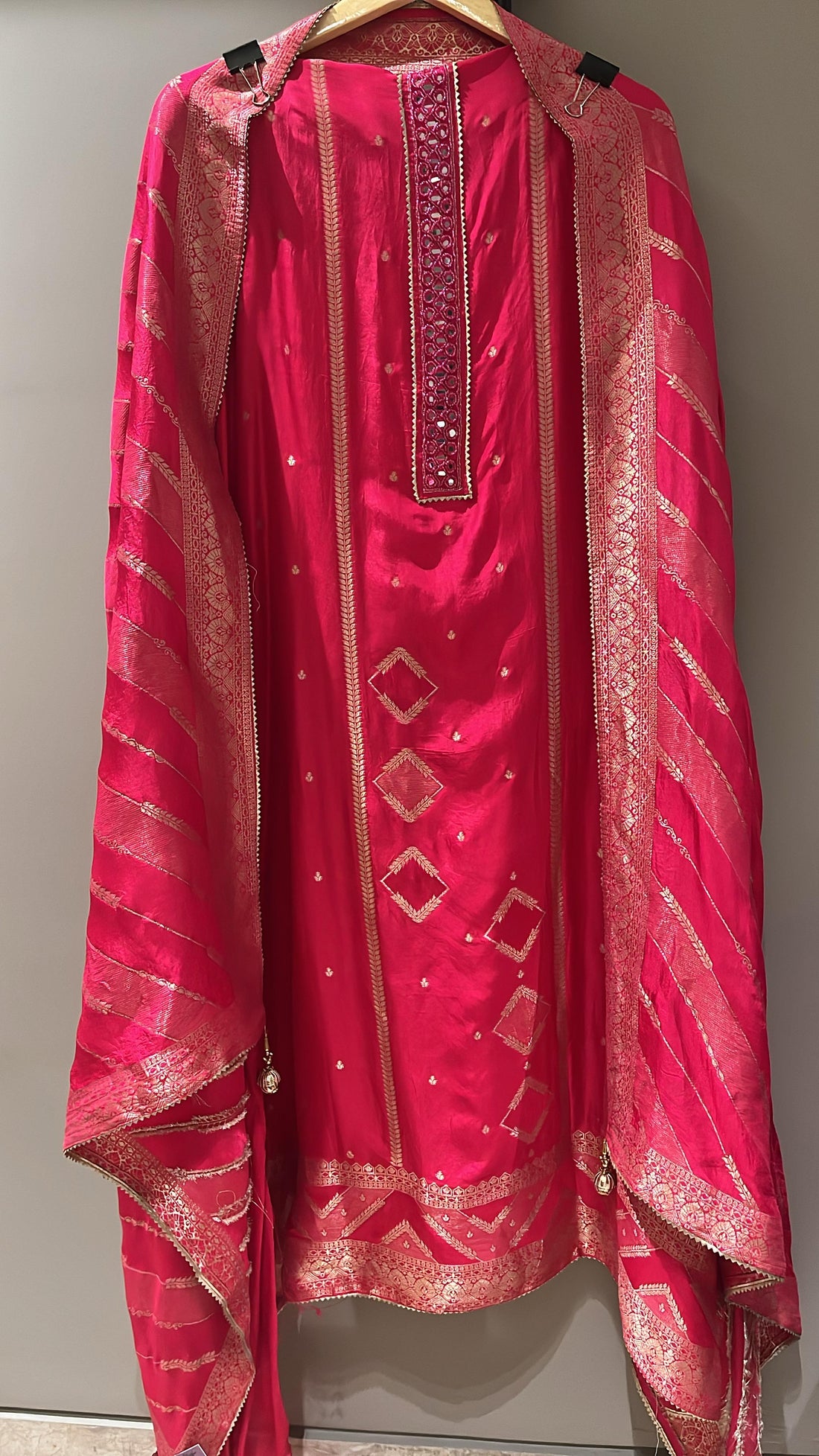 Magenta Silk Zari Unstitched Suit Set – Stunning in Rich Magenta