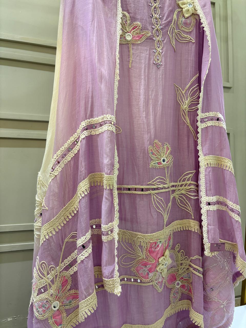 Pastel Mauve Mul Cotton Unstitched Suit