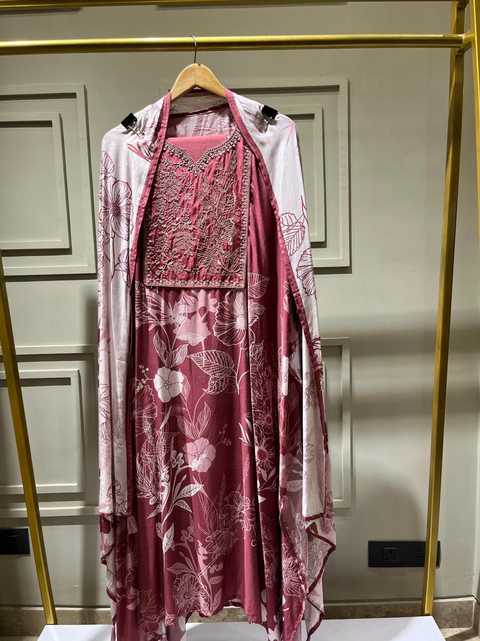 Pure Muslin Semi-Stitched Suit – Soft Elegance in Mul Fabric