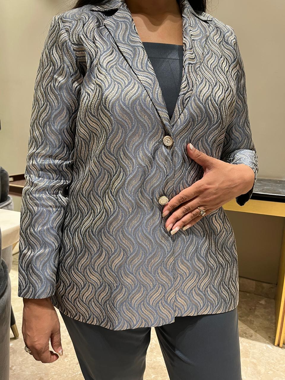 Brocade Blazer with Pants & Bustier – The Power Luxe Set