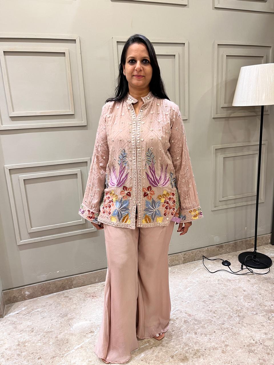 Elegant Rose Gold Pure Chinnon Handwork Cordset