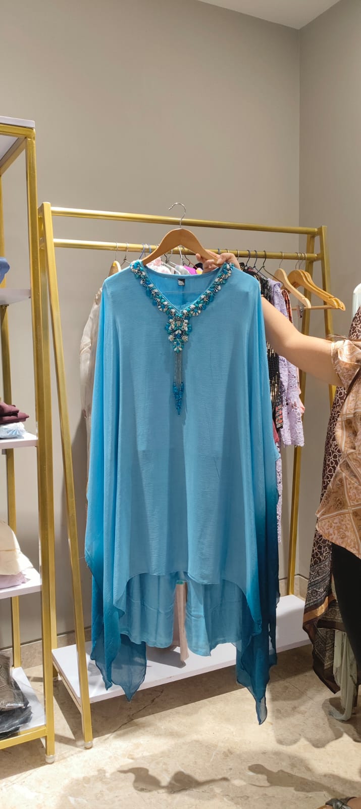 Pure Chinnon Ombre Light Blue Formal Kaftan