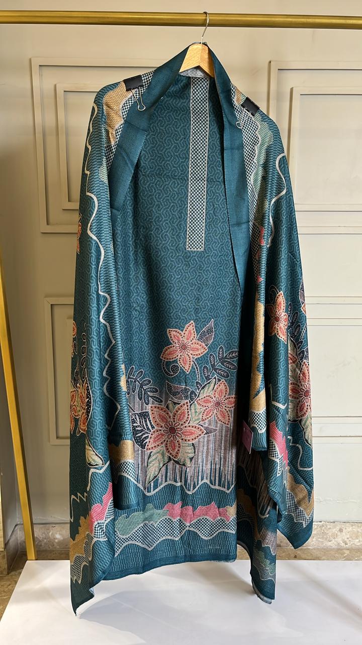 Blue Woolen Unstitched Suit