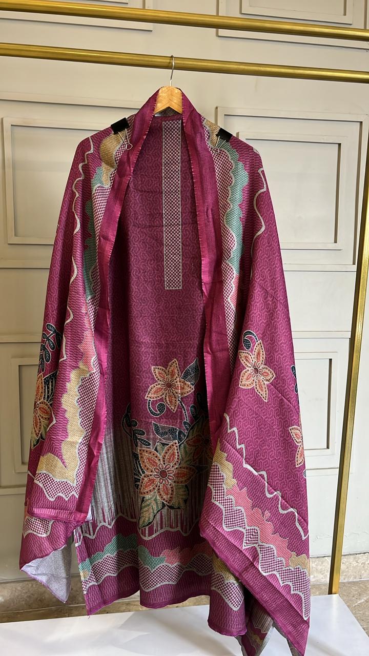 Wine Woolen Unstitched Suit