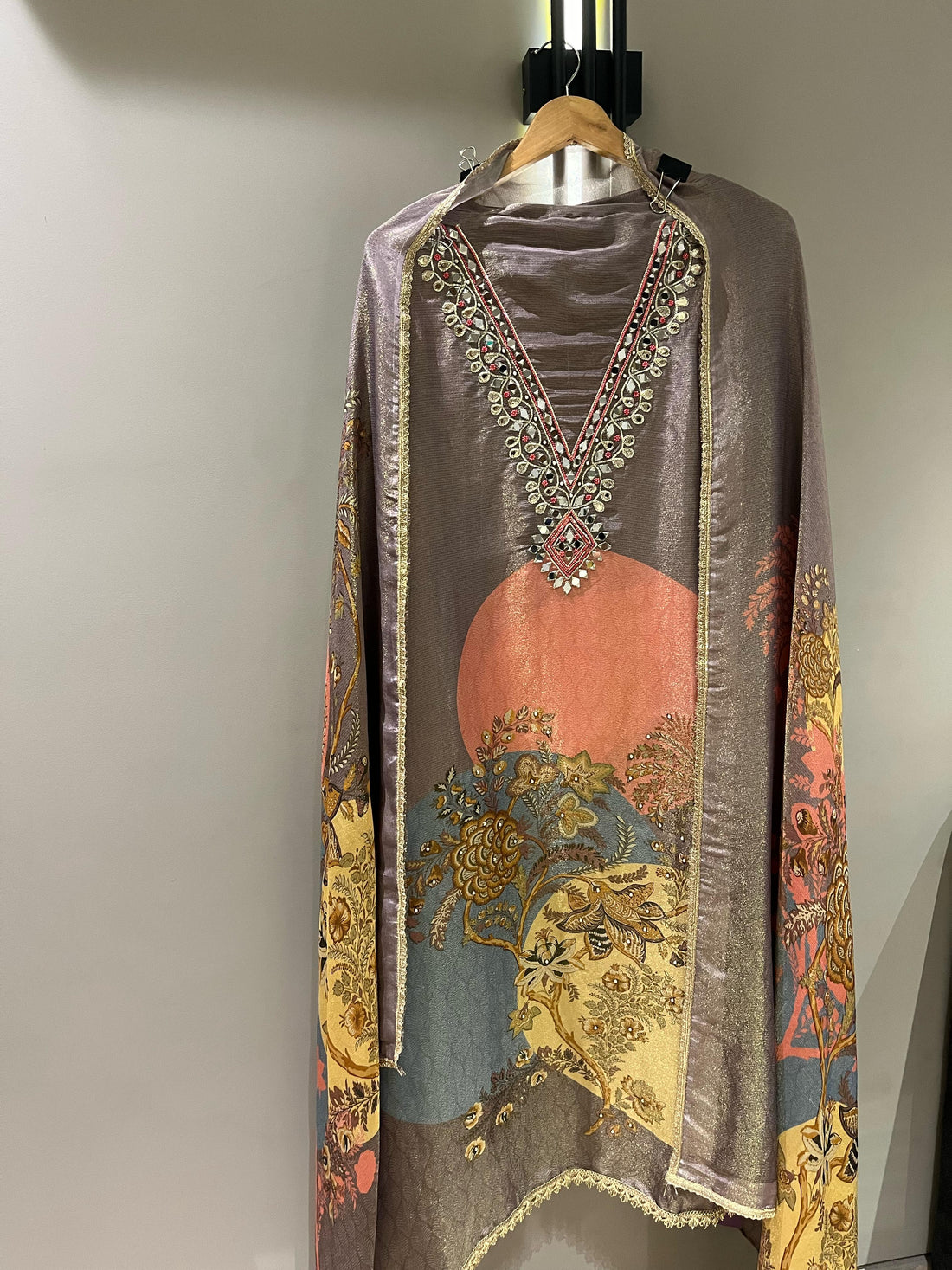 Soft Shimmer Tissue Unstitched Suit — Elegant English Colour