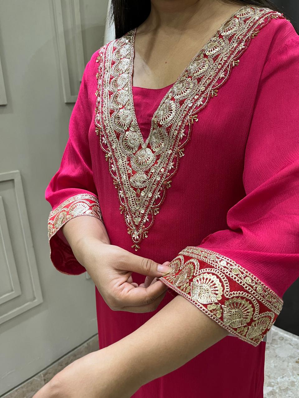 Hot Pink Formal Two-Piece Suit with Tulip Pants