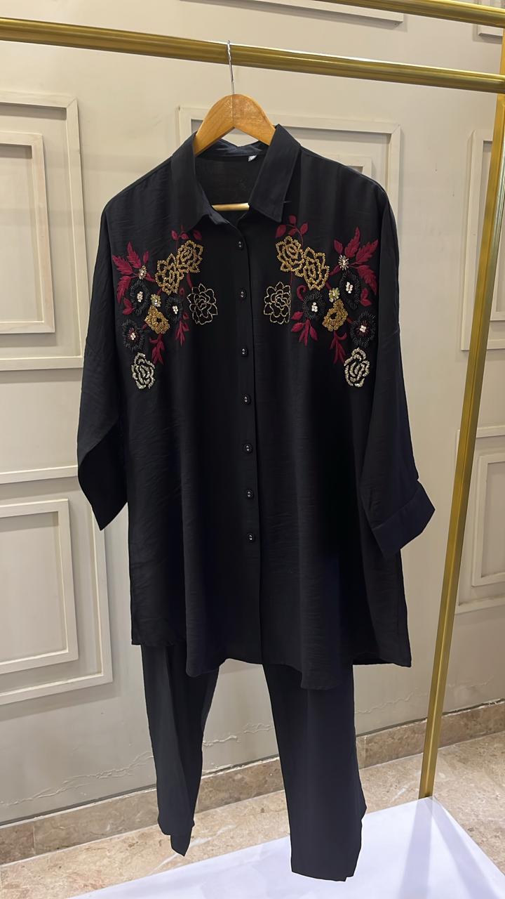 Pure Linen Black Coord Set